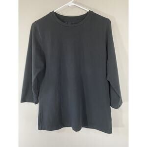 E.L.I. Knit Top Black Soft Pima‎ Cotton 3/4 Sleeve Shirt